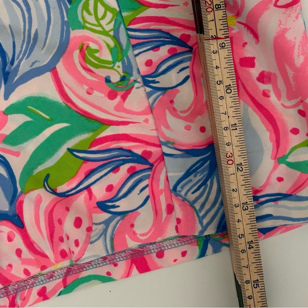 Lilly Pulitzer High Waist Shorts - Pink, Blue, Green Floral - Picture 4 of 6